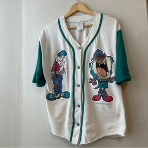 Vintage 1994 Looney Tunes Baseball Jersey Taz Bugs Sun Sportswear Size Medium
